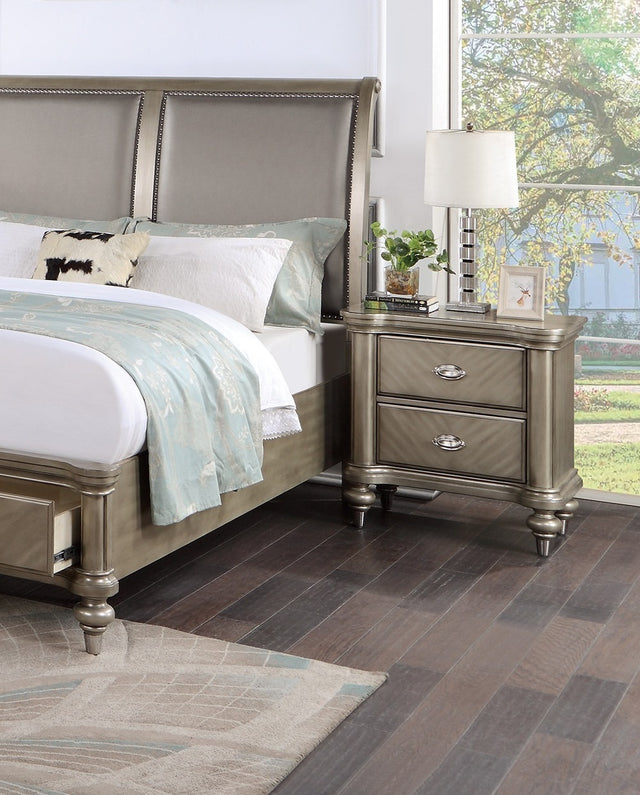 Ava Antique Silver / Champagne Finish Nightstand