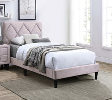 Olivia Twin Platform Bed w Adjustable Headboard, Pink