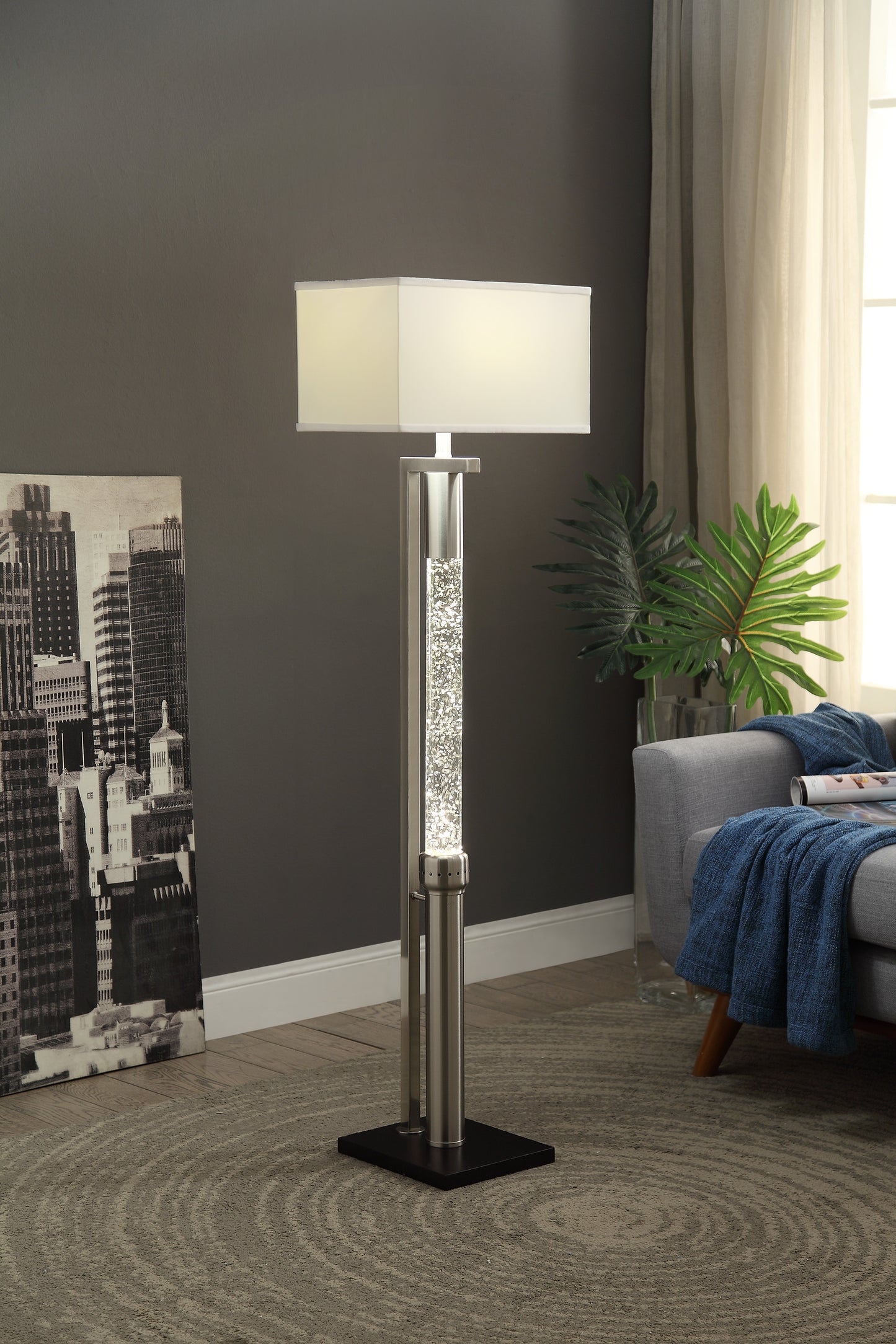 Luxurious Water Dancing Floor Lamp, Satin Nickel Finish
