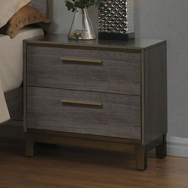 Manvel Contemporary 2-Drawer Nightstand in Antique Gray