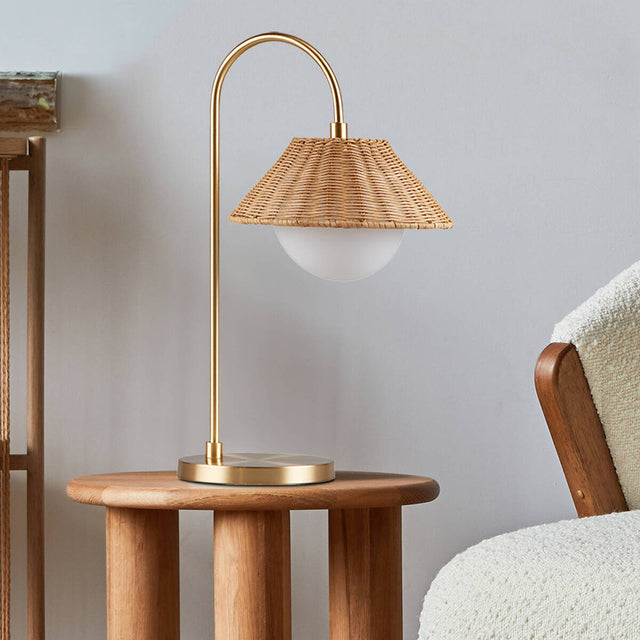 Rattan Weave Shade Table Lamp Gold/Natural See below