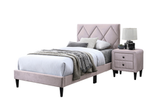 Olivia Twin Platform Bed w Adjustable Headboard, Pink
