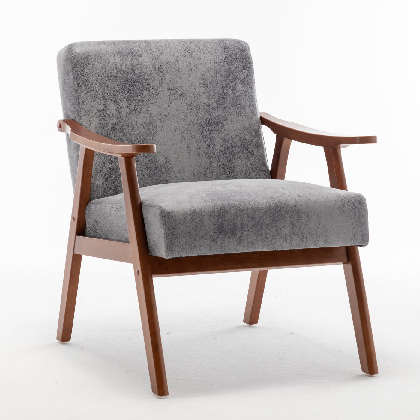 Lyraea Mid-Century Modern Grey Fabric Wingback Accent Chair