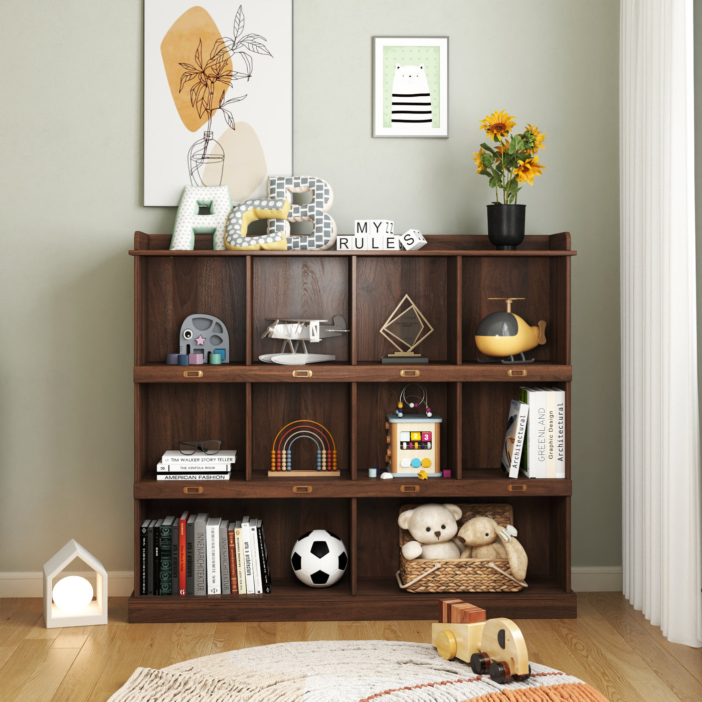 Anderson Wooden 10-shelf Bookcase,Walnut