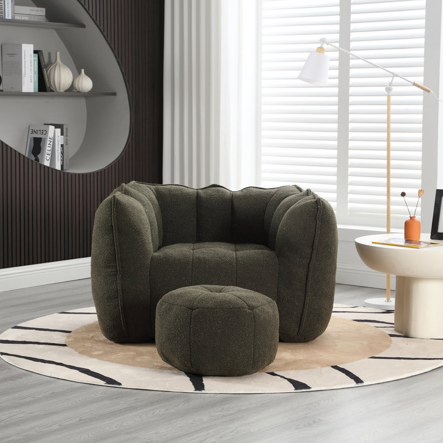 Tarian Soft Bean Bag Chair with High Resilient Foam, Olive Green