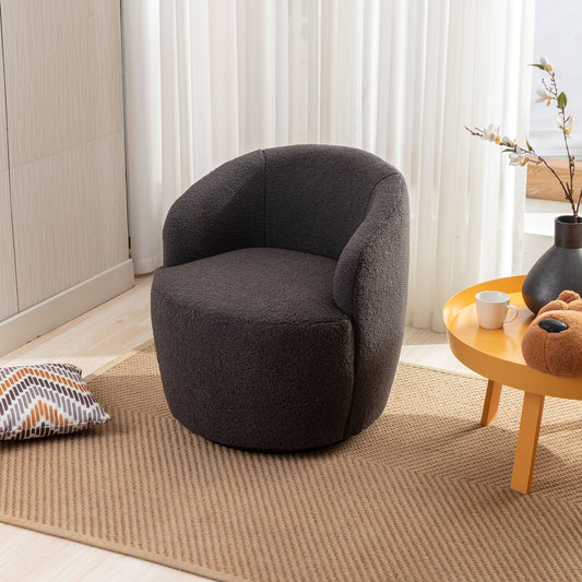 Trinity Teddy Upholstered Swivel Barrel Chair - Dark Gray