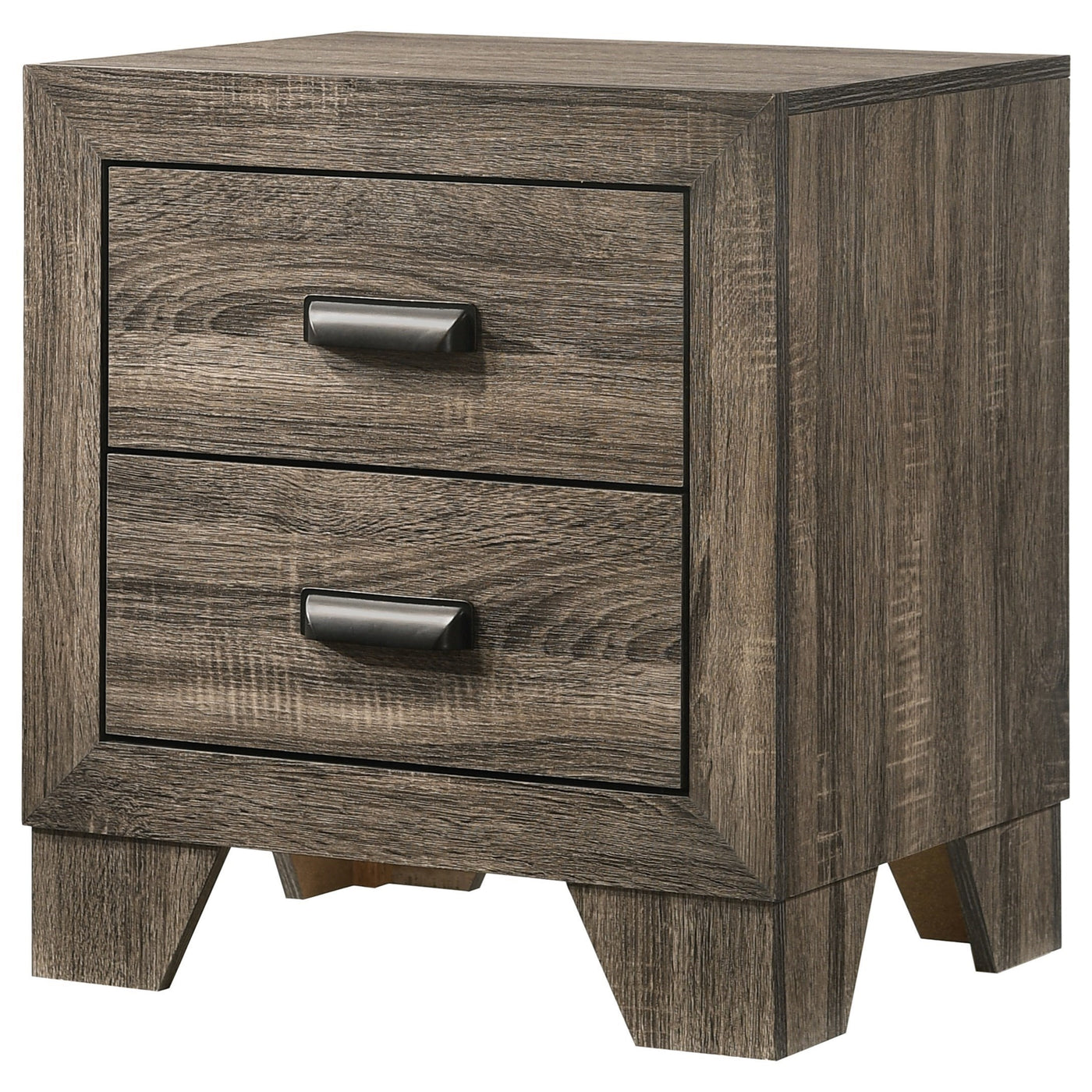 Park Transitional Wooden Nightstand with 2 Drawers, Rustic Gray