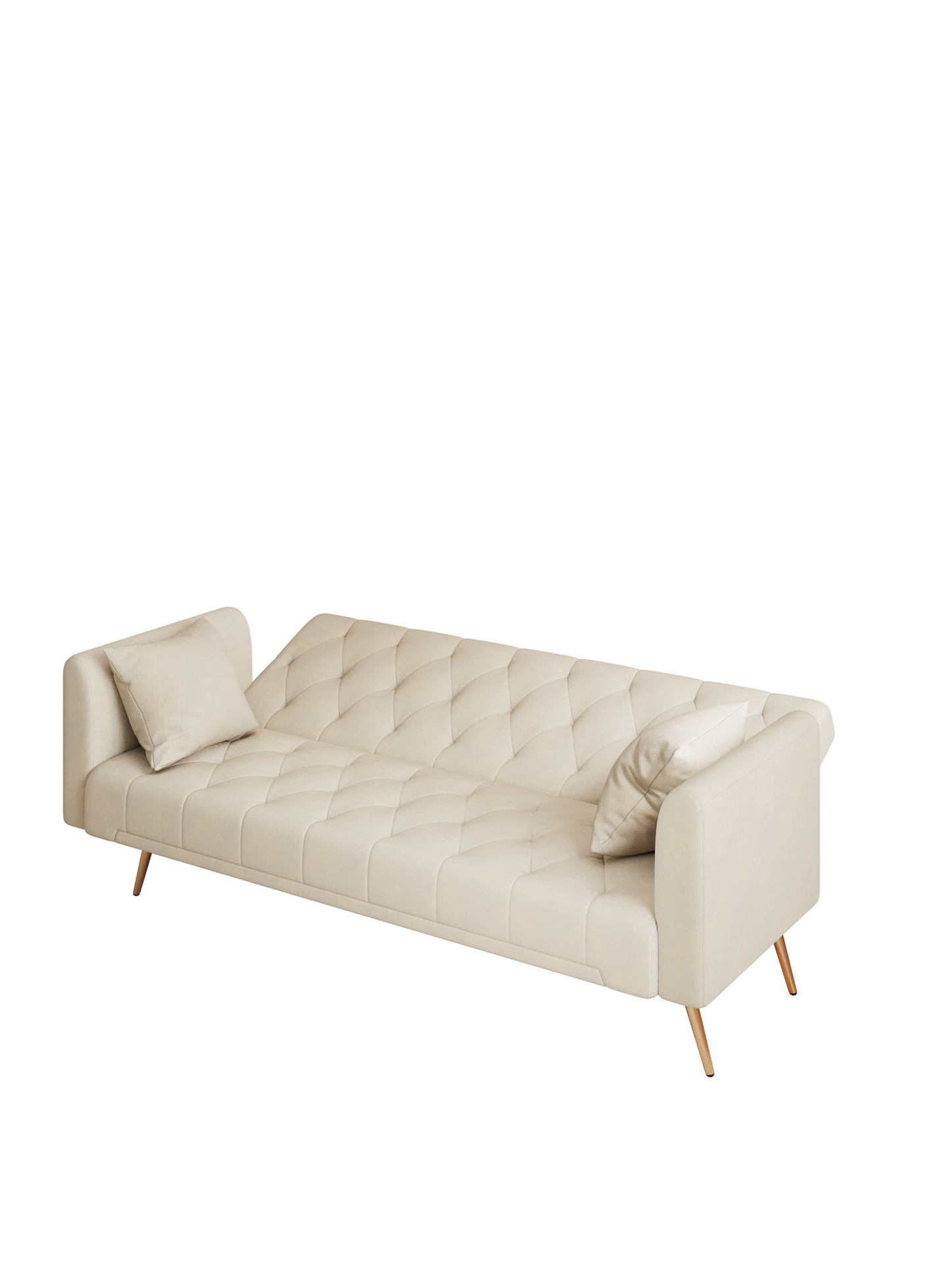 Abigail Mid-Century Modern Velvet Sofa Bed - Beige