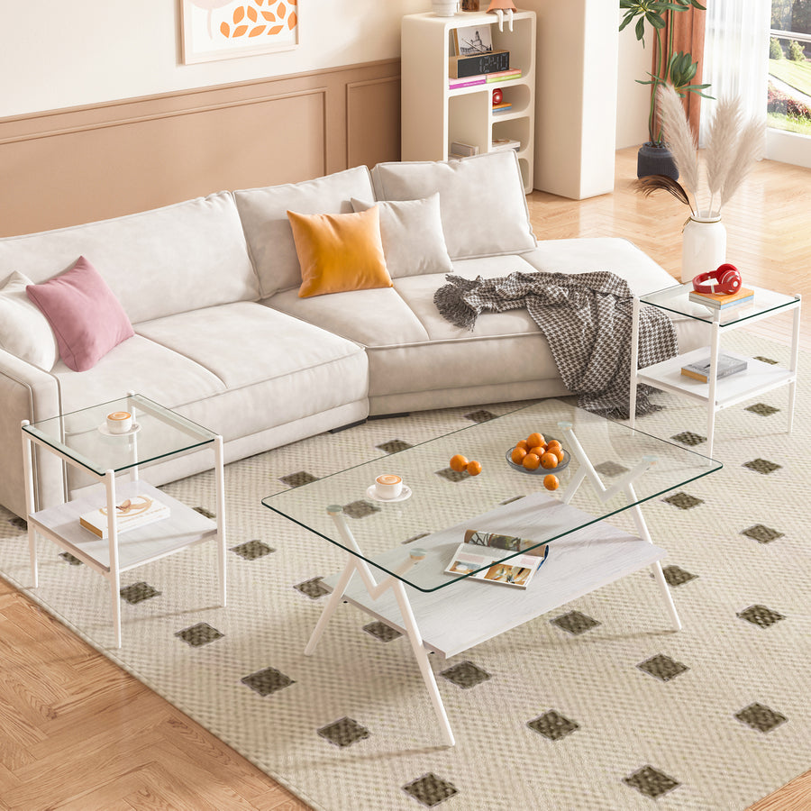 Penn Modern 3-Piece Accent Table Set, White