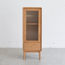 Philip Solid Oak Glass Door Cabinet with 2 Shelves - Natural