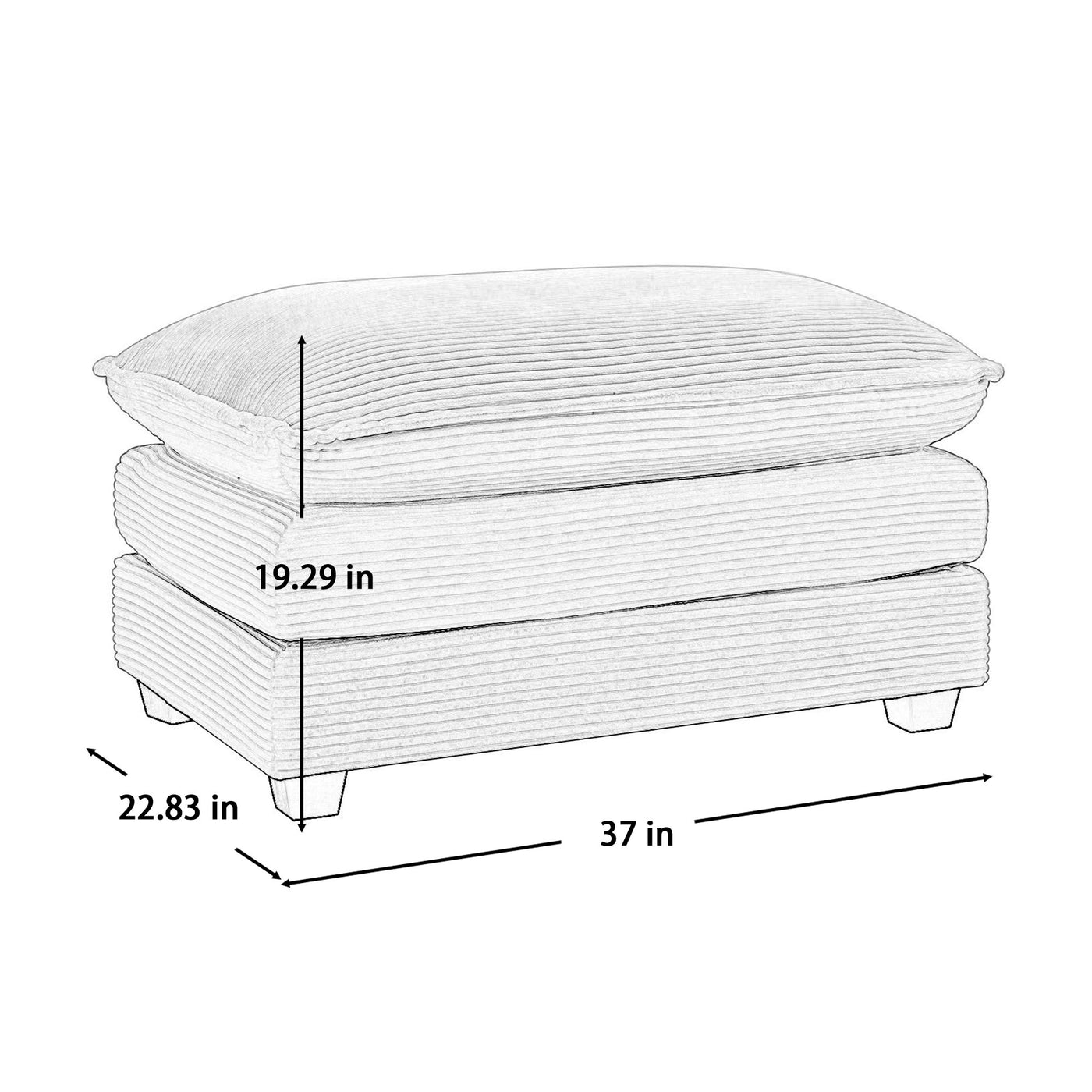 Wrenley Corduroy Ottoman, Beige