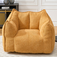 Holly Plush Chenille Upholstered Beanbag Chair, Yellow