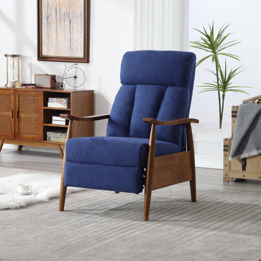 Asher Mid-Century Modern Lounge Chair with Wooden Frame - Blue