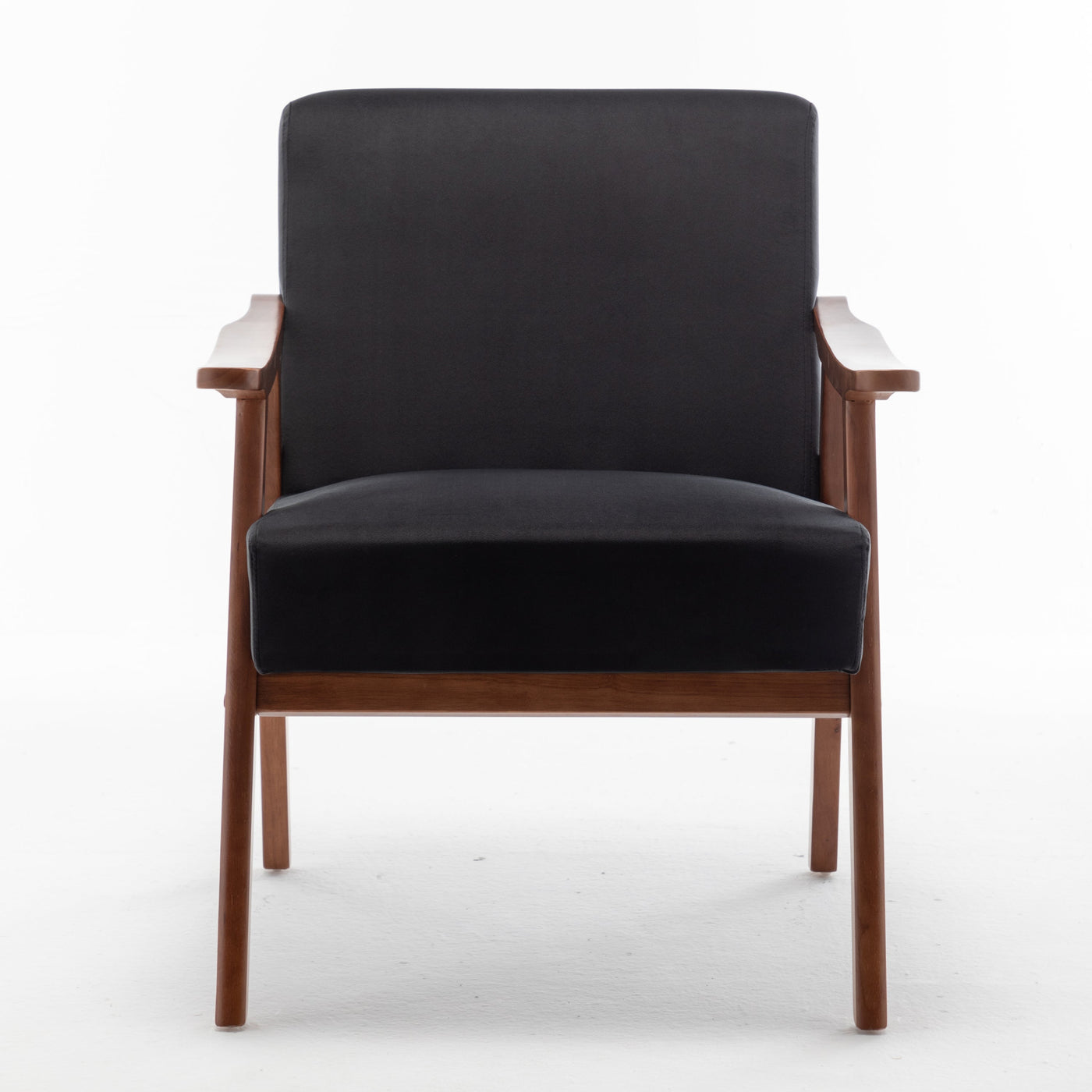 Lyraea Mid-Century Modern Black Velvet Wingback Accent Chair