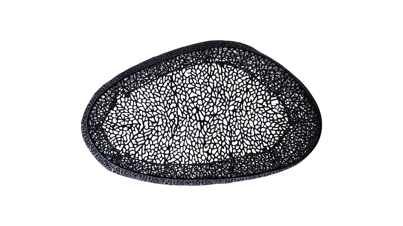 Azriel Oval Aluminum Mesh Coffee Table, Black