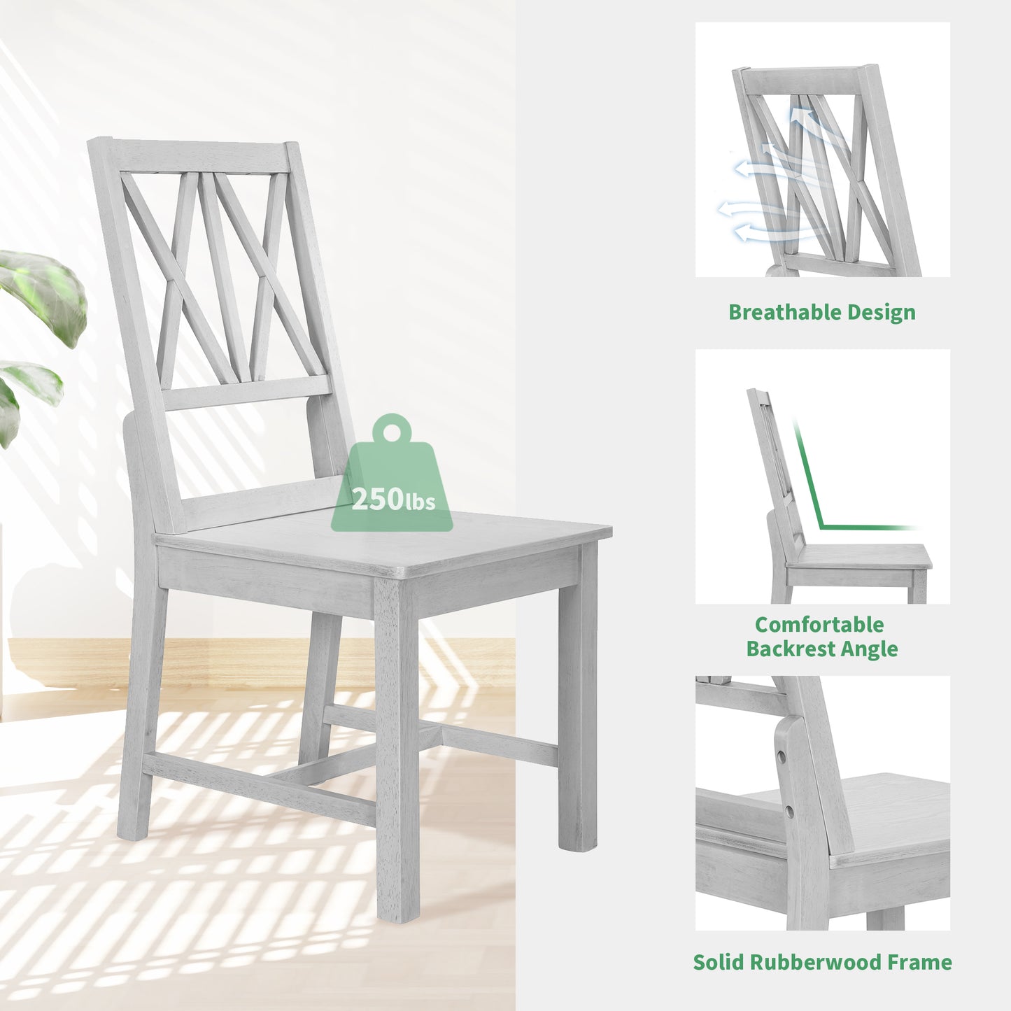 Harper Rustic 5-Piece Extendable Dining Table Set, Light Gray