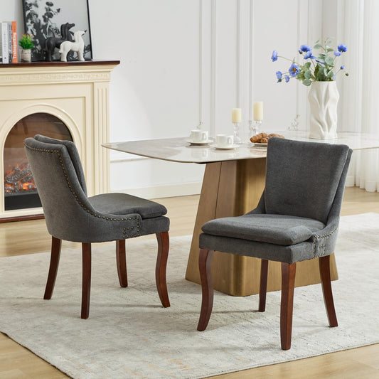 Elegant Comfort Chenille Upholstered Modern Dining Chairs Set of 2 Gray