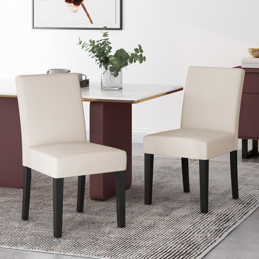 Bishop Transitional Upholstered Side Chairs (Set of 2) Beige