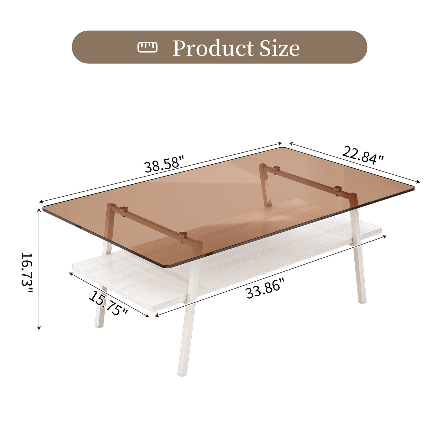 Penn Modern 3-Piece Accent Table Set with Brown Glass, White