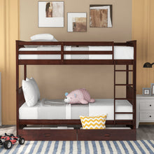 Larkspur Twin-Over-Twin Bunk Bed with Ladders and Two Storage Drawers (Espresso)