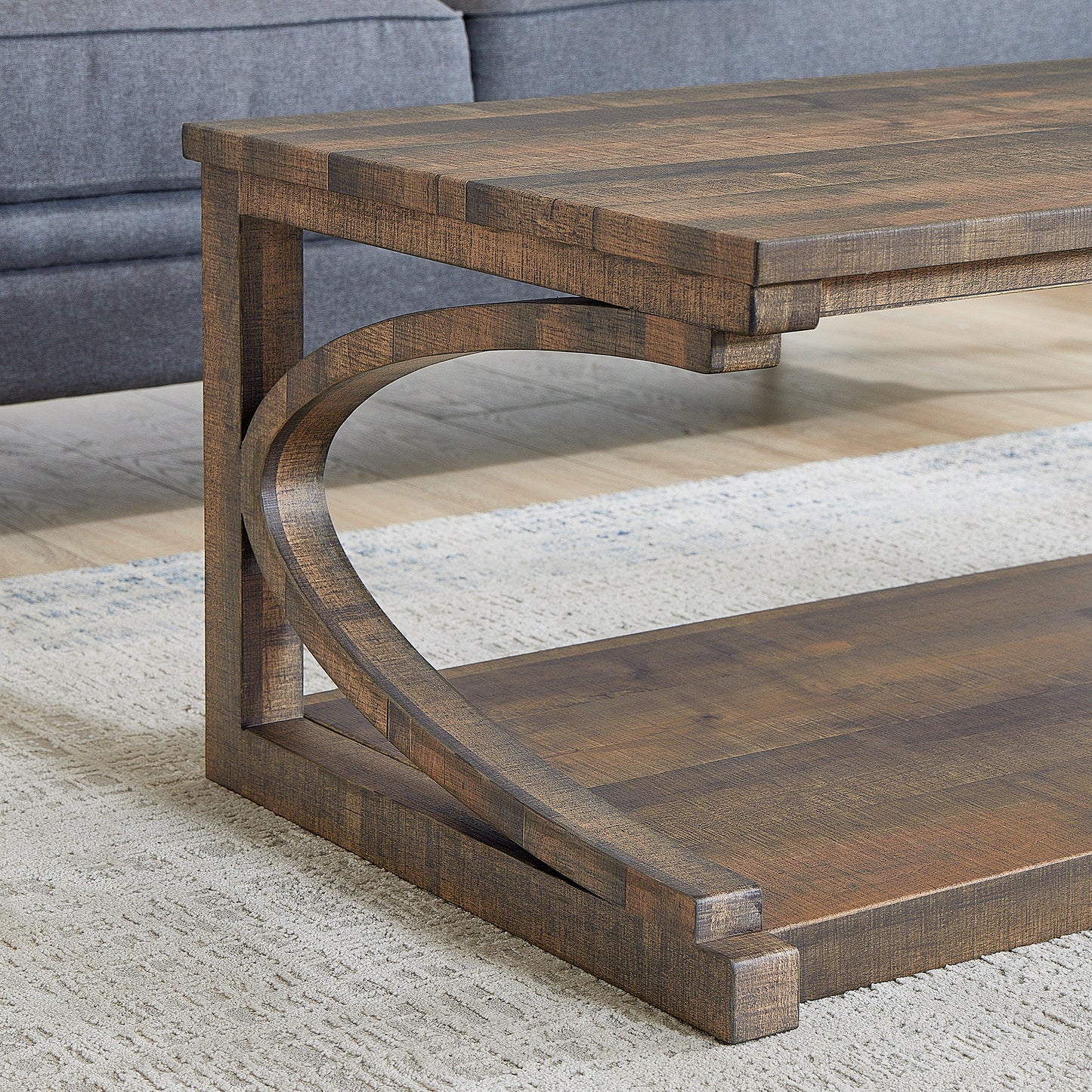 Cassian Unique Solid Wood Coffee Table, Brown