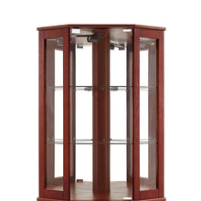 Irene 6-Shelf Corner Curio Cabinet with Adjustable Shelves, Cherry