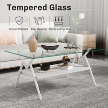 Waylon Modern Gray Glass Top Coffee Table, White
