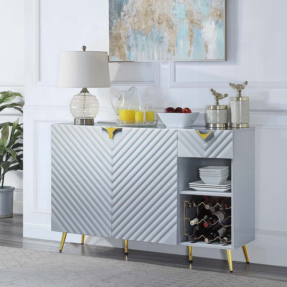 Winona 54” Glam Wine Server with Storage – White or Gray High Gloss