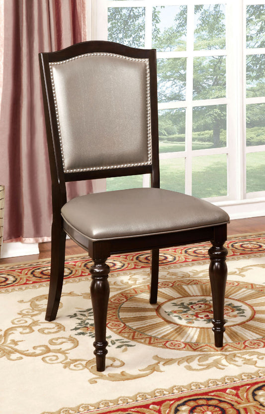 Henrick Transitional Solid Wood Side Chairs Set of 2 Walnut & Pewter