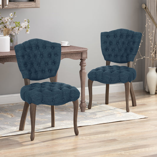 Alaric Transitional Velvet Side Chairs (Set of 2) Blue