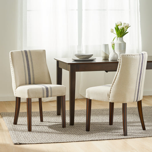 Dennis Modern Upholstered Side Chairs (Set of 2) Beige