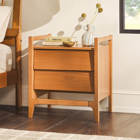 Fluxa Scandi Style  Solid Wood Nightstand - Caramel