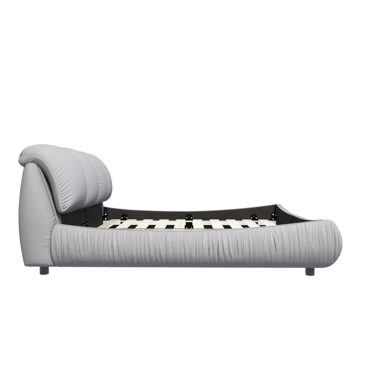 Calista Modern Queen Size Upholstered Platform Bed, Gray