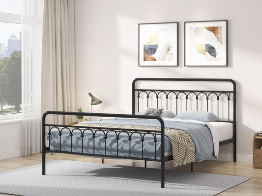 Terra Traditional Metal Queen Platform Bed - Black
