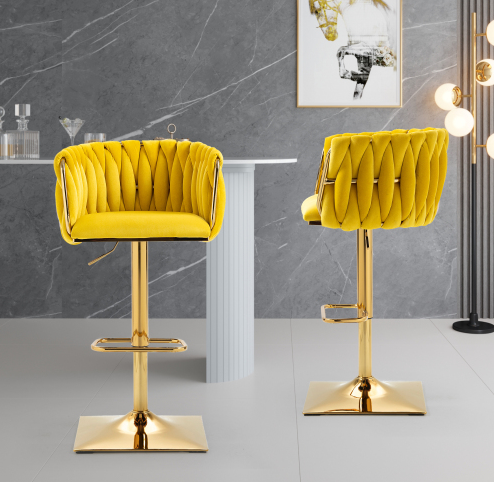 Caramore Vintage Velvet Adjustable Bar Stools with Back and Footrest (Set of 2) Multiple Colors