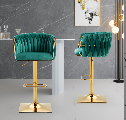 Caramore Vintage Velvet Adjustable Bar Stools with Back and Footrest (Set of 2) Multiple Colors