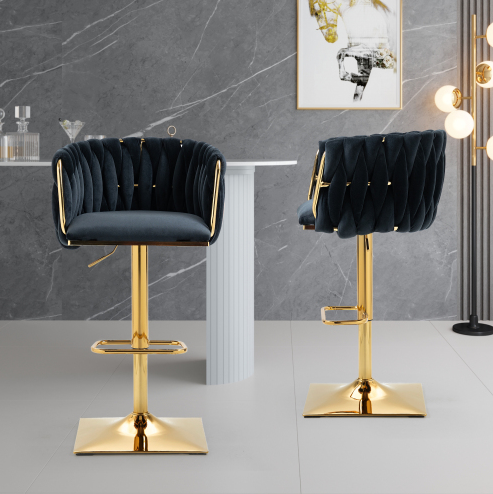 Caramore Vintage Velvet Adjustable Bar Stools with Back and Footrest (Set of 2) Multiple Colors