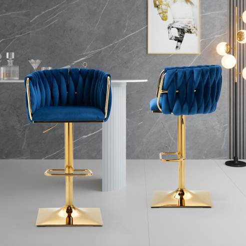 Caramore Vintage Velvet Adjustable Bar Stools with Back and Footrest (Set of 2) Multiple Colors