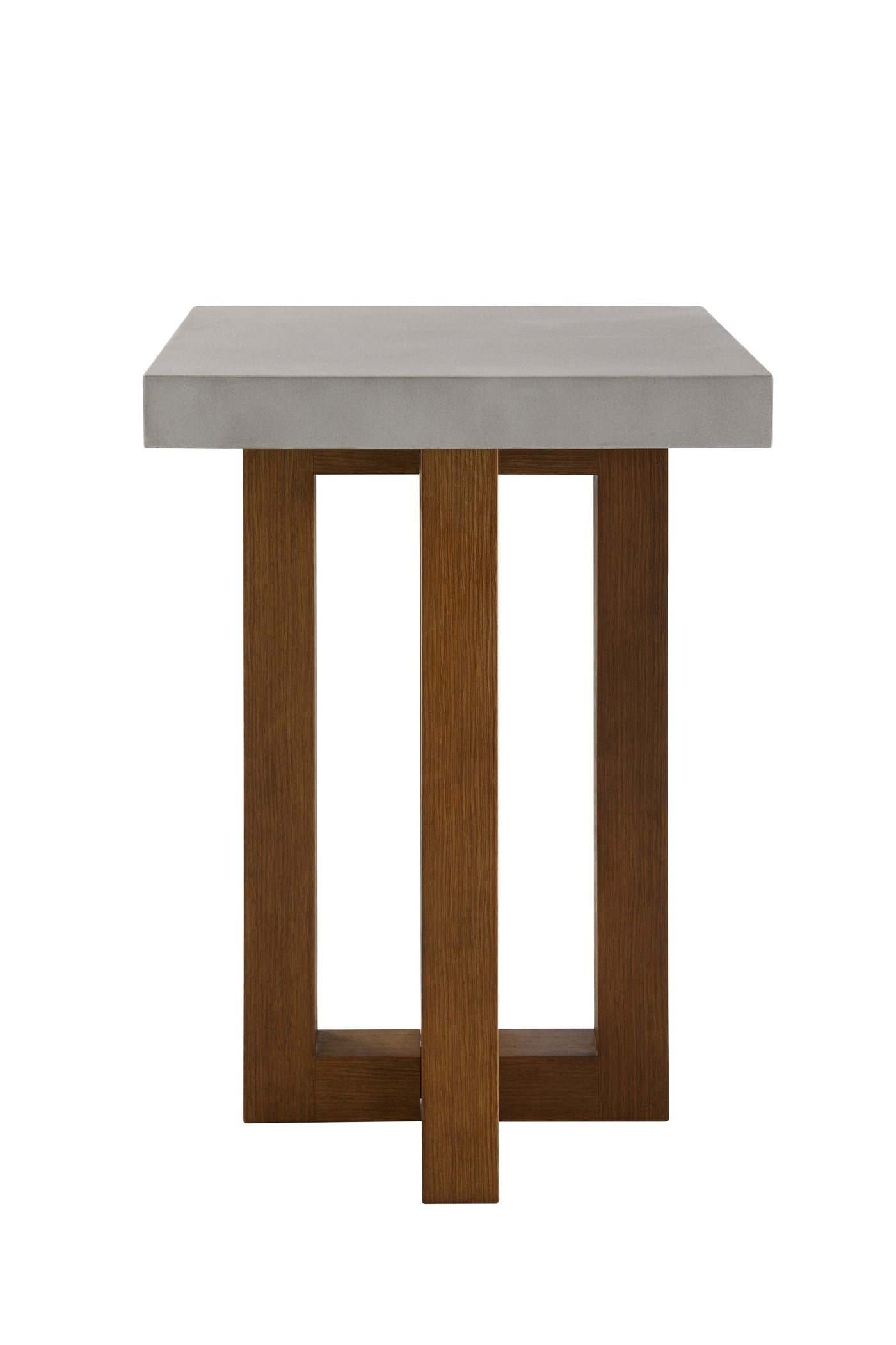 Keven Faux Concrete Top & Walnut Finish End Table