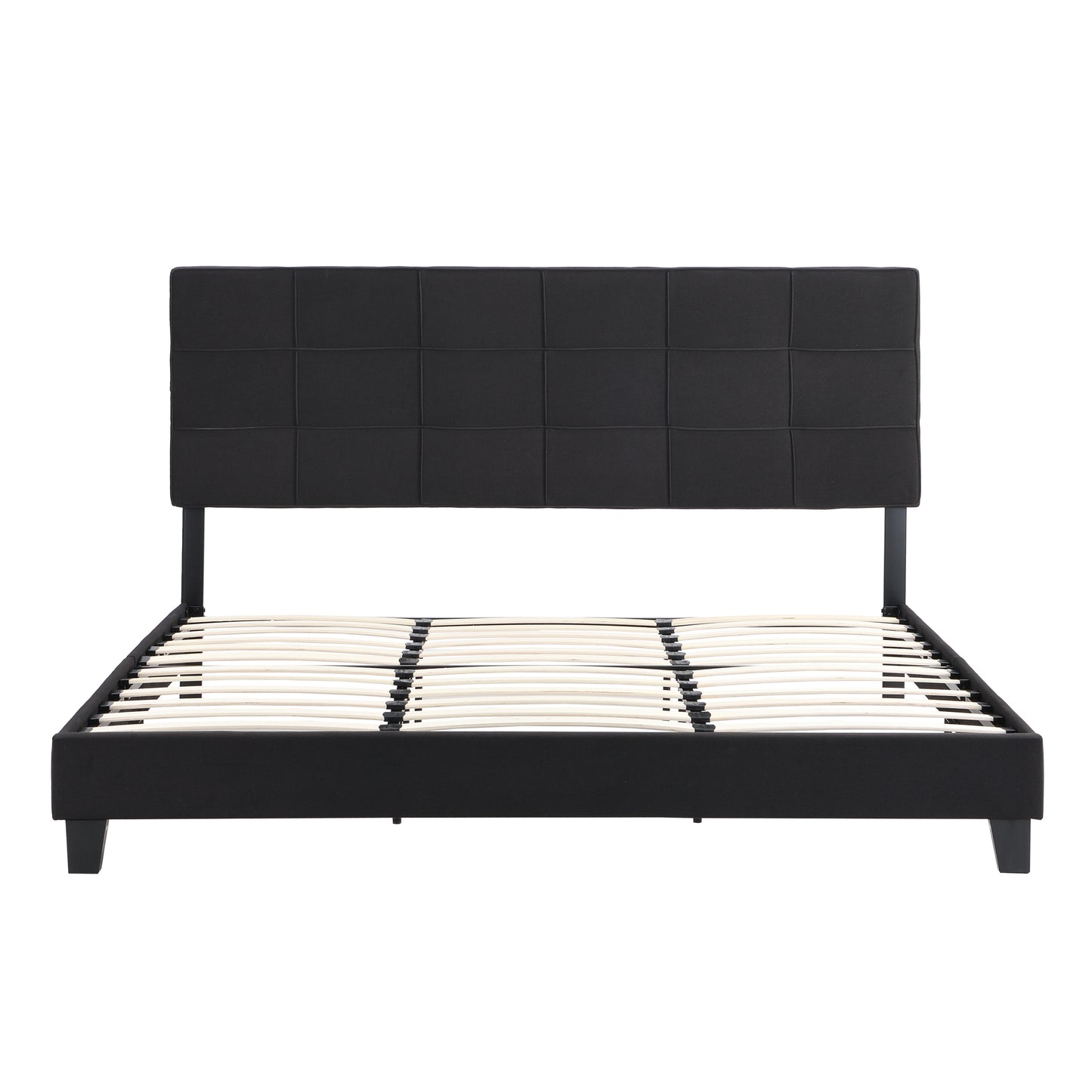 Marigold Modern Linen King Size Platform, Black