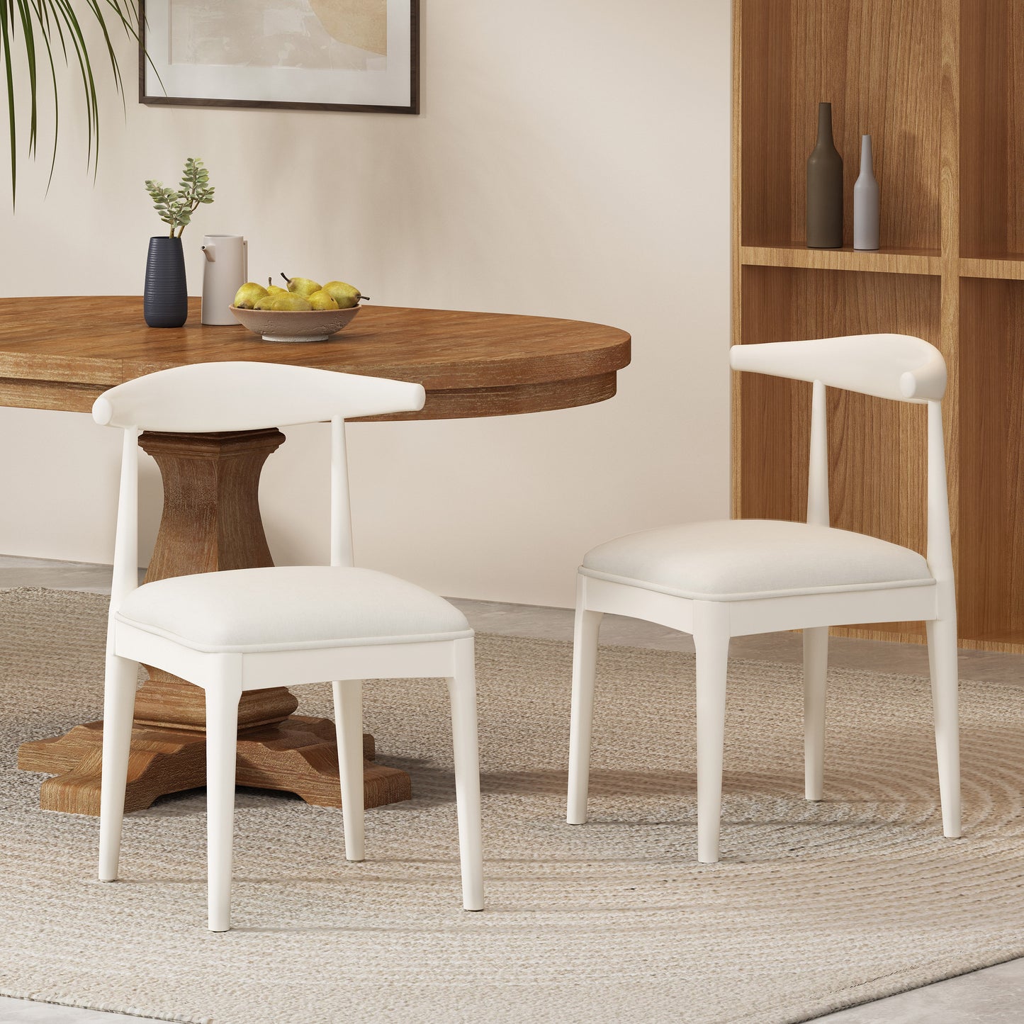 Daphne Mid-Century Modern Side Chairs (Set of 2) White