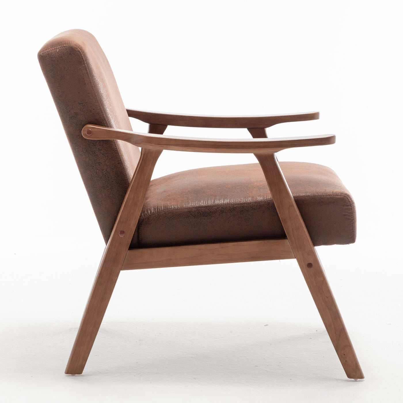 Lyraea Mid-Century Modern Brown Fabric Wingback Accent Chair