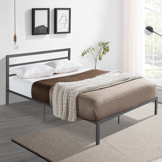 Eulalia Modern Minimalist Queen Platform Bed, Gray