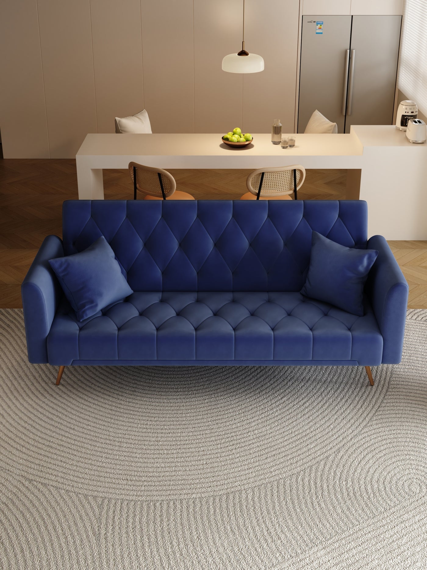 Abigail 71" Velvet Convertible Sofa Bed - Blue