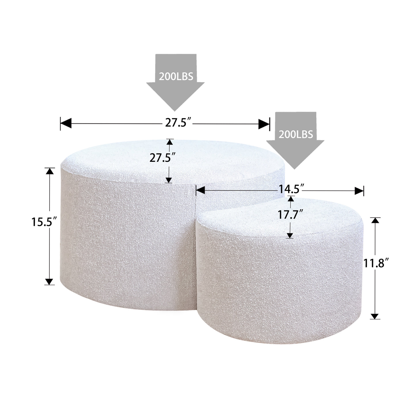 Maddison 2PC Nesting Ottoman, Beige