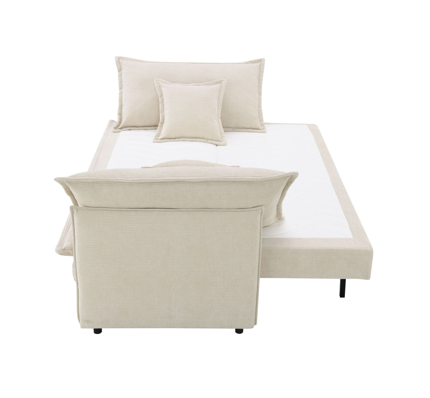 Elisea Beige Fabric Sleeper Sofa w/ 2 Toss Pillows