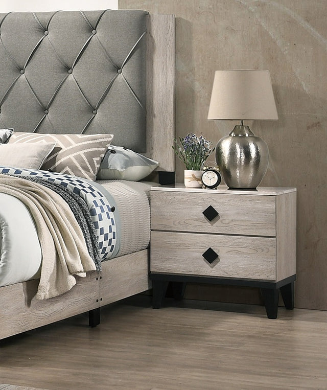 Mitchell Contemporary Nightstand with Faux Marble Top, Cream
