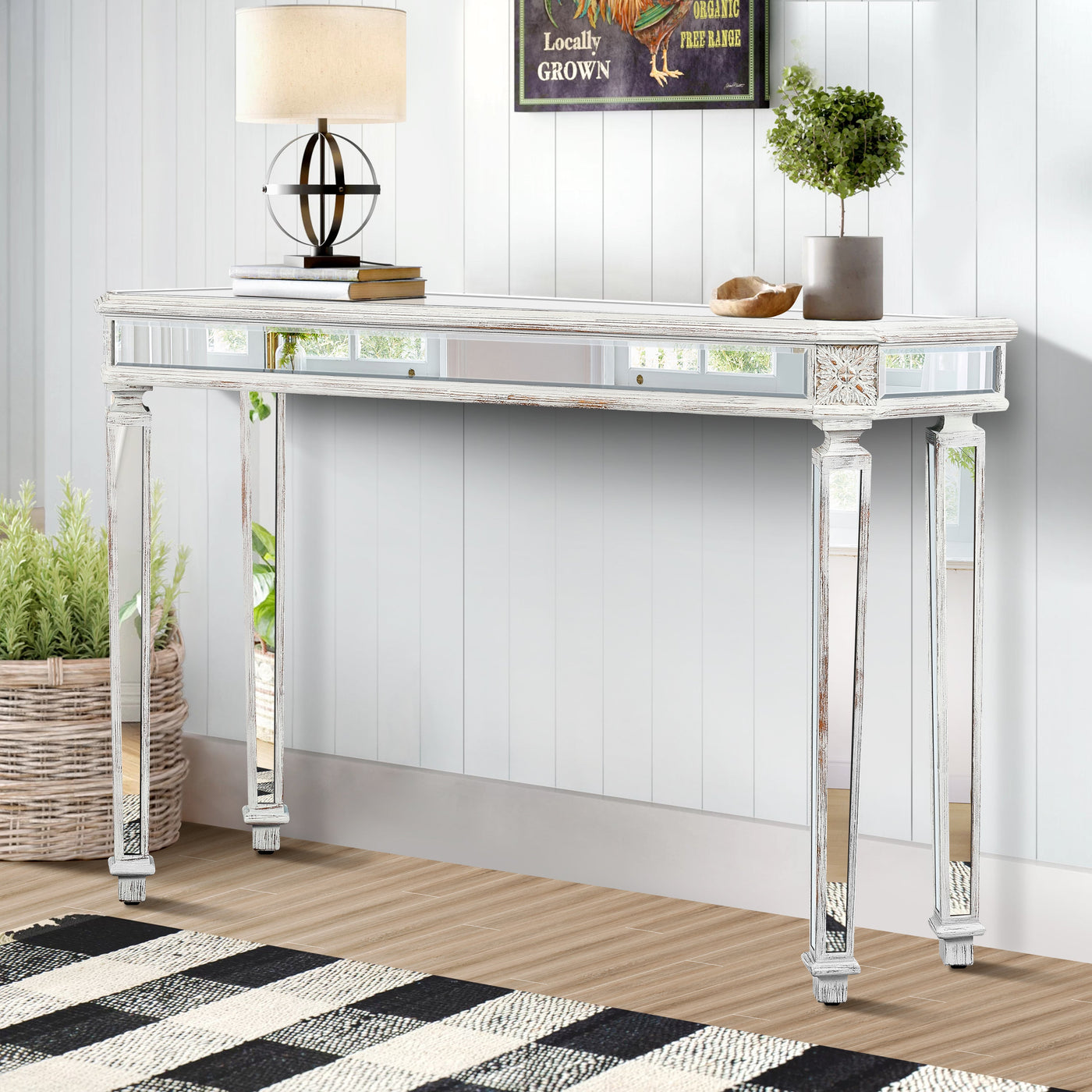 Avelina Contemporary Mirrored Console Table