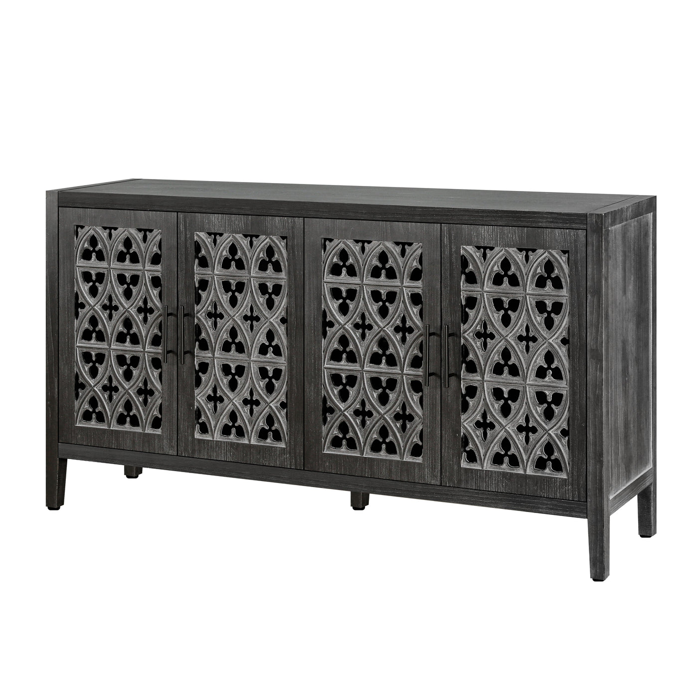 Hollis Hollow Door Antique Cabinet, Antique Black