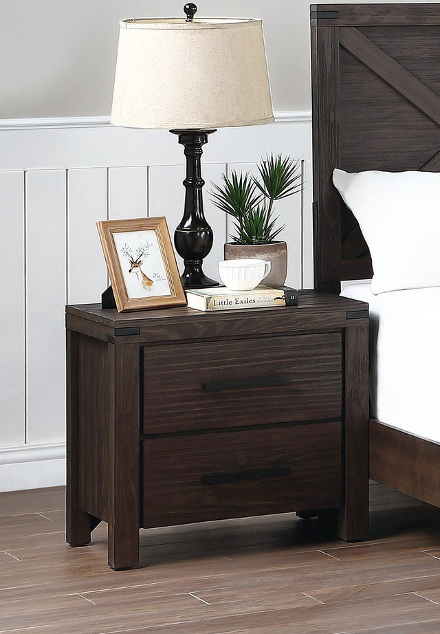 Bennett Rustic 2-Drawer Wooden Nightstand, Brown
